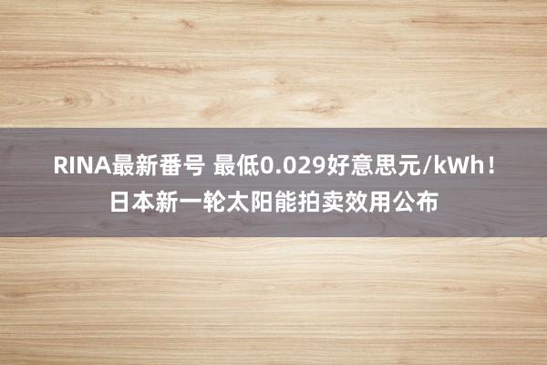 RINA最新番号 最低0.029好意思元/kWh！日本新一轮太阳能拍卖效用公布