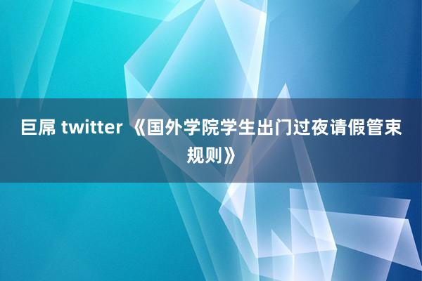 巨屌 twitter 《国外学院学生出门过夜请假管束规则》