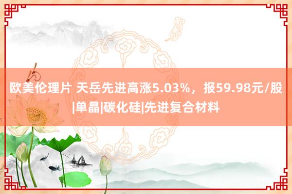 欧美伦理片 天岳先进高涨5.03%，报59.98元/股|单晶|碳化硅|先进复合材料