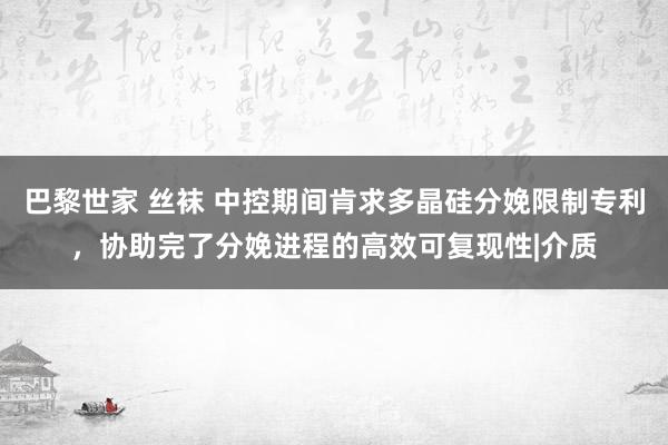 巴黎世家 丝袜 中控期间肯求多晶硅分娩限制专利，协助完了分娩进程的高效可复现性|介质